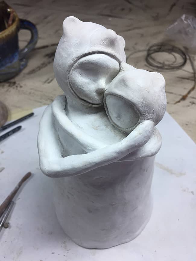 Face #41 & 42; Mama & Baby Bear -Air Dry Clay- 7" Tall, WIP