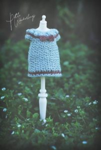 A Handmade Blue & Brown Crochet Dress for Neo Blythe & 1/6 Scale Dolls by Petite Wanderlings