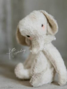 Little Lost Things Mini Mohair Collectable Plush White Elephant for Blythe and 1/6 Scale Dolls
