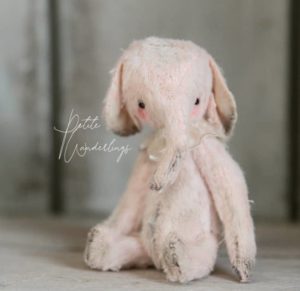 Little Lost Things Mini Mohair Collectable Plush Pink Elephant Toy for Blythe and 1/6 Dolls by Petite Wanderlings