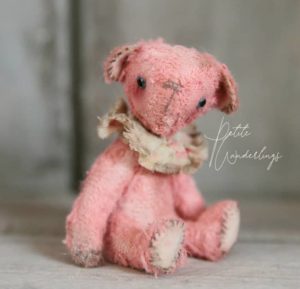 Little Lost Things Mini Mohair Collectable Plush Pink Bear Toys for Blythe and Dolls by Petite Wanderlings