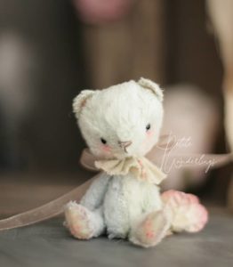 Little Lost Things Mini Mohair Collectable Art Plush Turquoise Teddy Bear for Blythe and 1/6 Dolls by Petite Wanderlings