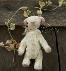 Little Lost Things Mini Mohair Collectable Plush White Bear for Blythe and Dolls by Petite Wanderlings