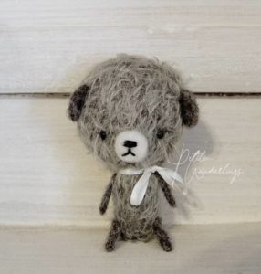 Little Lost Things Mini Collectable Plush Art Grey Mohair Bear for Blythe and 1/6 Scale Dolls by Petite Wanderlings