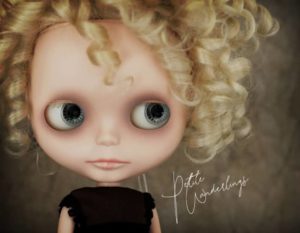OOAK Custom Curled Blonde Hair Re-root Blythe Art Doll with Airbrushed Makeup by Petite Wanderlings