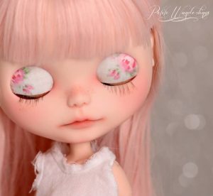OOAK Custom Blythe Art Doll Rosebud Flower Eye Lids by Petite Wanderlings