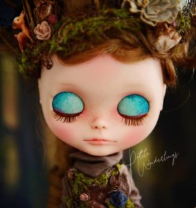 OOAK Custom Blythe Art Doll with Turquoise Blue EyeLids by Petite Wanderlings