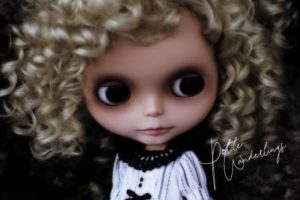 Custom Blythe Doll with Air brushed Make up and Curled Blonde Hair by Petite Wanderlings