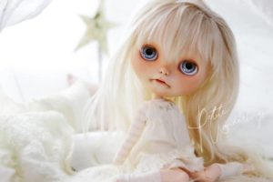 OOAK Platinum Custom Blythe Art Doll with 2 Front Teeth and Bangs by Petite Wanderlings