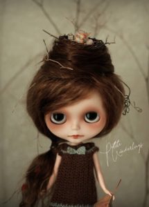 OOAK Custom Blythe Art Doll in Brown Crochet Dress by Petite Wanderlings