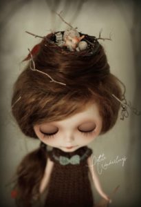 OOAK Custom Blythe Art Doll with Auburn Hair Nest by Petite Wanderlings