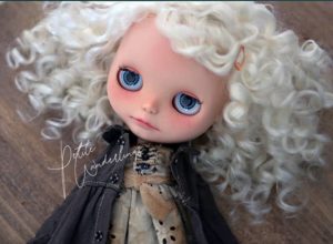 OOAK Curly Platinum Hair Custom Blythe Art Doll by Petite Wanderlings