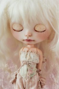 OOAK Custom Blythe Art Doll with Polkadot Eyelids & Platinum Mohair by Petite Wanderlings