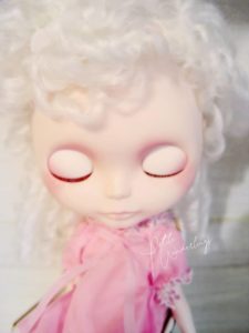 OOAK Customized Blythe Art Doll with Air brushed Make up and White Re Root Curls by Petite Wanderlings