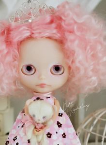 OOAK Custom Blythe Art Doll with Mohair Ringlets & Tiny Bear by Petite Wanderlings