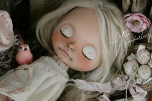 One of a Kind Custom Mohair Blythe Art Doll, Mateo Jane's Rosebud Eyelids and Wearing a Decadent Roadside Dress by Petite Wanderlings