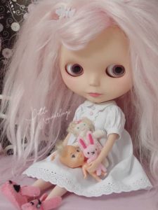 OOAK Pink Hair Rerooted Custom Blythe Art Doll by Petite Wanderlings
