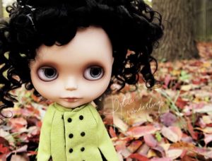OOAK Custom Blythe Art Doll with Dark Curly Hair & Airbrush Features by Petite Wanderlings