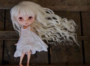 Summer, One of a Kind Custom Kenner Vintage Blythe Art Doll with Pale Blonde Mohair in Beach Waves Doll in Hopeless Romantics Bohemian Dress Protoype by Petite Wanderlings