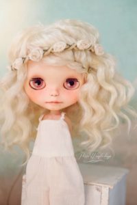 Custom Kenner Vintage Blythe Doll, Gracie, Blonde Wavy Mohair in Boho Overalls by Petite Wanderlings