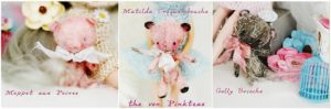 Handmade Miniature Plush Mohair Artist von Pinktea Bears for Blythe and 1/6 size Dolls by Petite Wanderlings