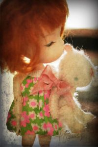 First Handmade Mini Plush Mohair Artist von Pinktea Bear for Blythe and 1:6 size Dolls by Petite Wanderlings