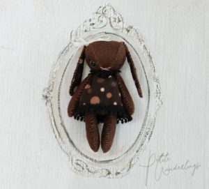 Handmade Mini Artist Brown Plush Bunny for Blythe and 1/6 Dolls by Petite Wanderlings