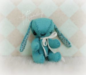 Handmade Mini Artist Plush Bunny for Blythe and 1:6 Dolls by Petite Wanderlings