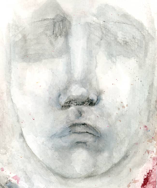 Face #55; Happy Accidents & a Muted Watercolor Palette