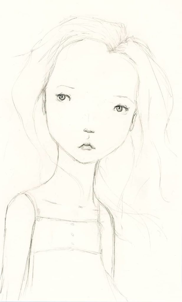 Face #10; Innocence- Graphite Sketch in 9x12 Sketchbook