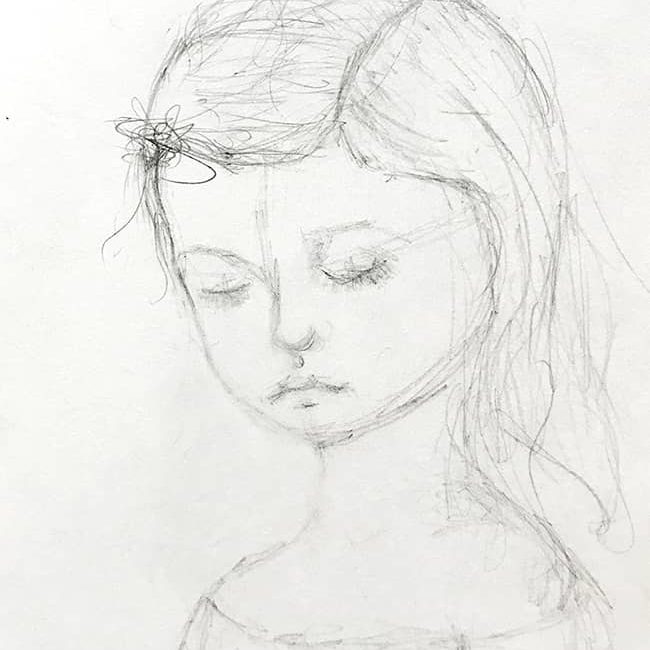 One Hundred Faces Art Challenge Graphite Pencil Sketch Illustration of Child #31