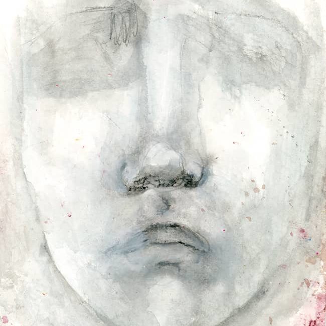 Face #55; Happy Accidents & a Muted Watercolor Palette