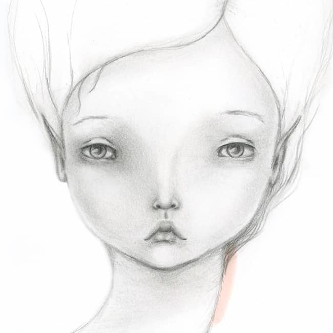 Face #19; Faery Girl -Graphite Sketch in 5.5"x9" Sketchbook