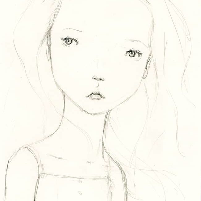 Face #10; Innocence- Graphite Sketch in 9x12 Sketchbook