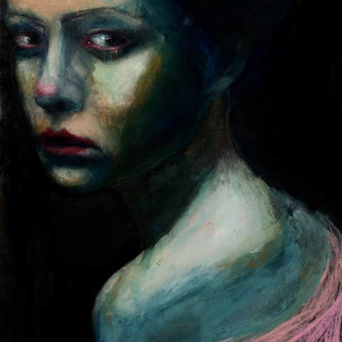 Face #7- Caran D'ache Neo Color II & Acrylic Paint on 8"x10" Paper